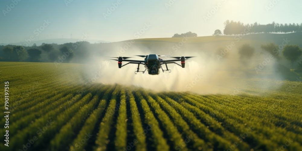 Agrodrone for processing fields, smart farming. Generative AI. Agrodrone for processing fields, smart farming. Generative AI.