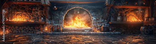 Enchanted forge, artifact creation, birthplace of magic items, vibrant crafting, bright forge, creation s flame  photo