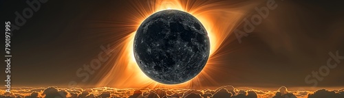 Solar eclipse, ancient prophecy, shadow over destiny, broad darkness, noon revelation, celestial omen  photo