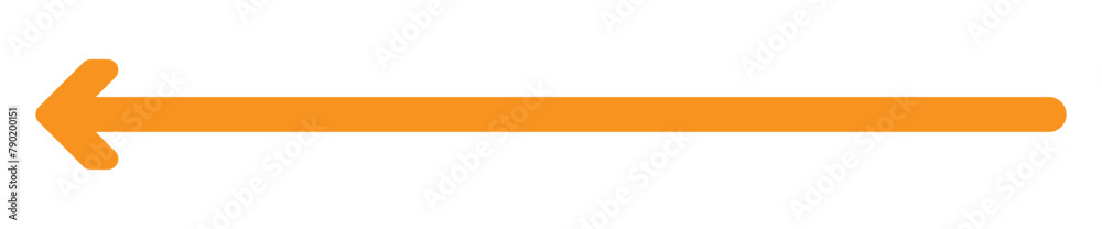 Long arrow vector icon. Yellow or orange horizontal arrow. Straight long arrow, left thin line, black cursor, horizontal element, thick pointer vector icon isolated on white background. 11:11