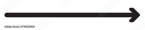 Long arrow vector icon. Black horizontal arrow. Straight long arrow, left thin line, black cursor, horizontal element, thick pointer vector icon isolated on white background. 11:11