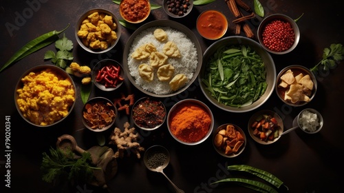 Indian cuisine, where aromatic spices, succulent meats, and savory curries come together photo