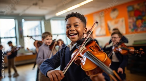 students are playing the violin, develop leadership skills,