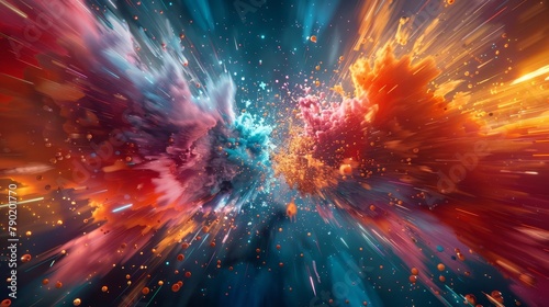 Craft a visually stunning 3D burst  bursting with vibrant colors and dynamic motion