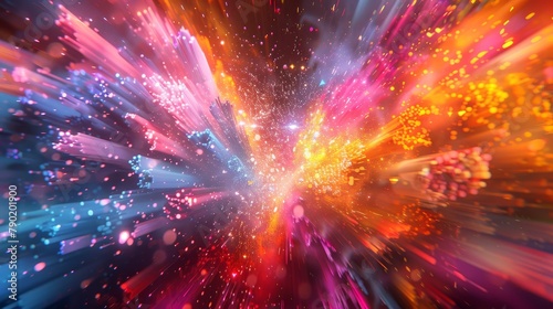 Craft a visually stunning 3D burst, bursting with vibrant colors and dynamic motion