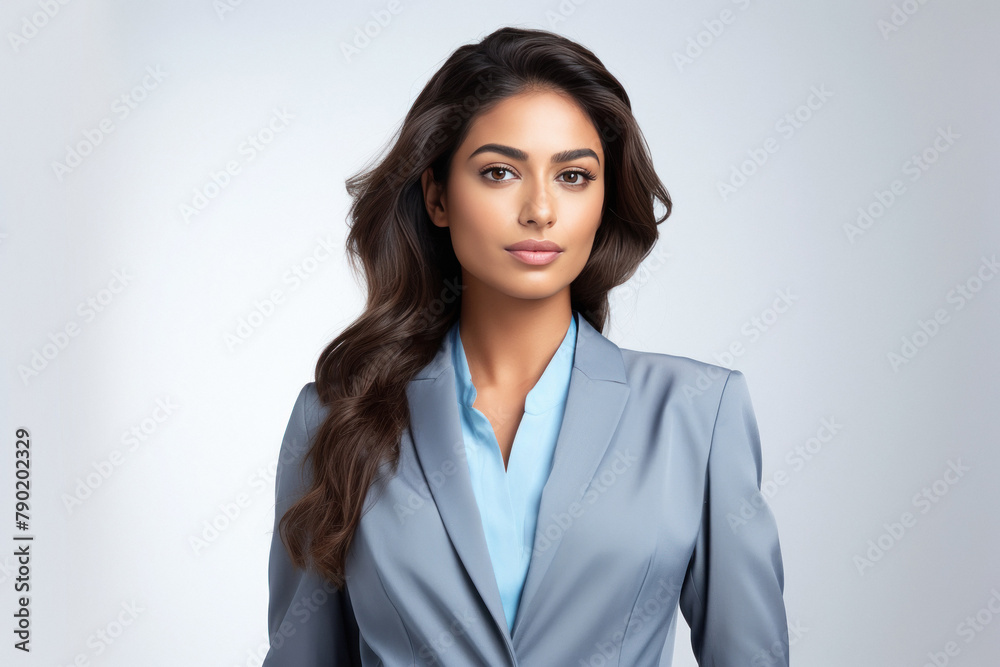 Young indian businesswoman in suit standing on white background Young indian businesswoman in suit standing on white background