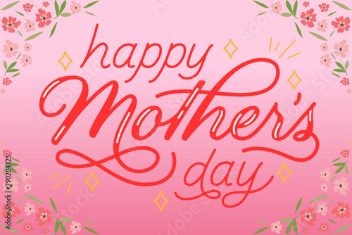Vector Illustration Celebrating Happy Mother s Day with Cheerful Family Embracing  Floral Elements  and Heartfelt Greetings - Perfect for Greeting Cards  Posters  and Social Media 