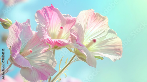 Pink flowers background, close-up of beautiful flowers pastel color, delicate and romantic floral background.