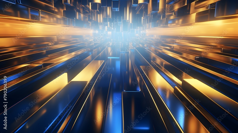 3d rendering of gold and blue abstract geometric background. Scene for advertising, technology, showcase, banner, game, sport, cosmetic, business, metaverse. Sci-Fi Illustration. Product display 3d rendering of gold and blue abstract geometric background. Scene for advertising, technology, showcase, banner, game, sport, cosmetic, business, metaverse. Sci-Fi Illustration. Product display