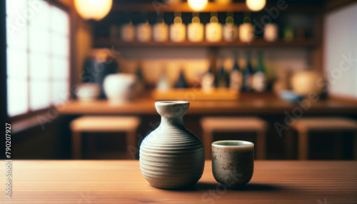 日本酒を飲むための徳利とお猪口のセット photo