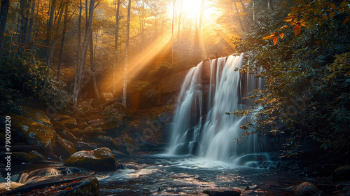 a beautiful waterfall landscape Great Smoky Mountains National Park