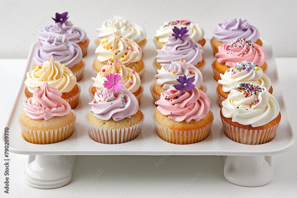 Colorful cupcakes on a white background