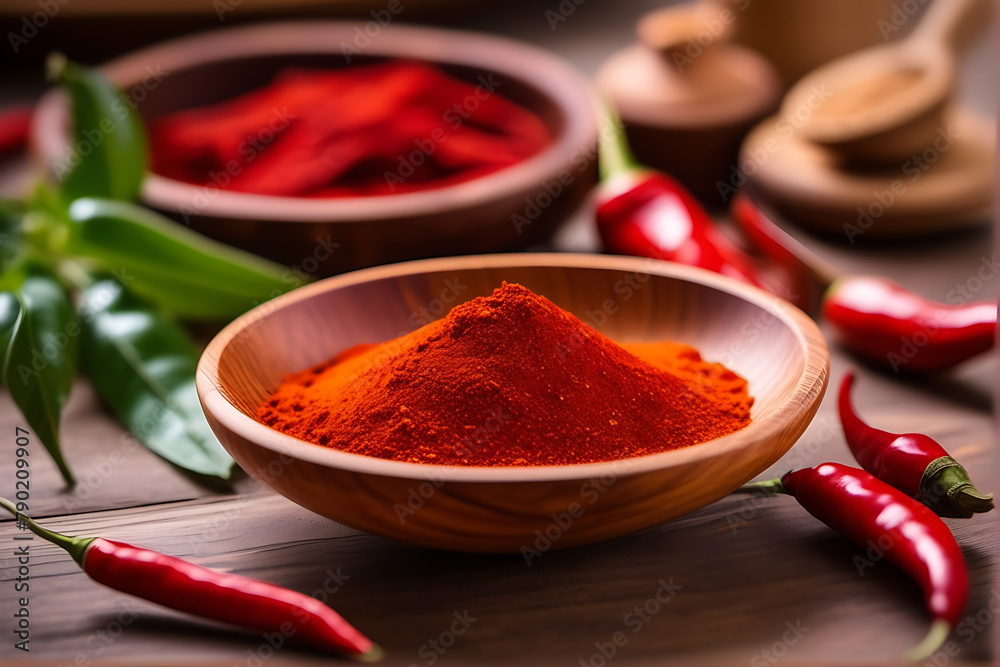 Indian Garam Masala, Red Chili Powder, Indian spices, turmeric, Selective focus. Masala Powder is used to prepare Pav Bhaji, biryani and curry. Best for Indian popular street food. AI Generated. Indian Garam Masala, Red Chili Powder, Indian spices, turmeric, Selective focus. Masala Powder is used to prepare Pav Bhaji, biryani and curry. Best for Indian popular street food. AI Generated.