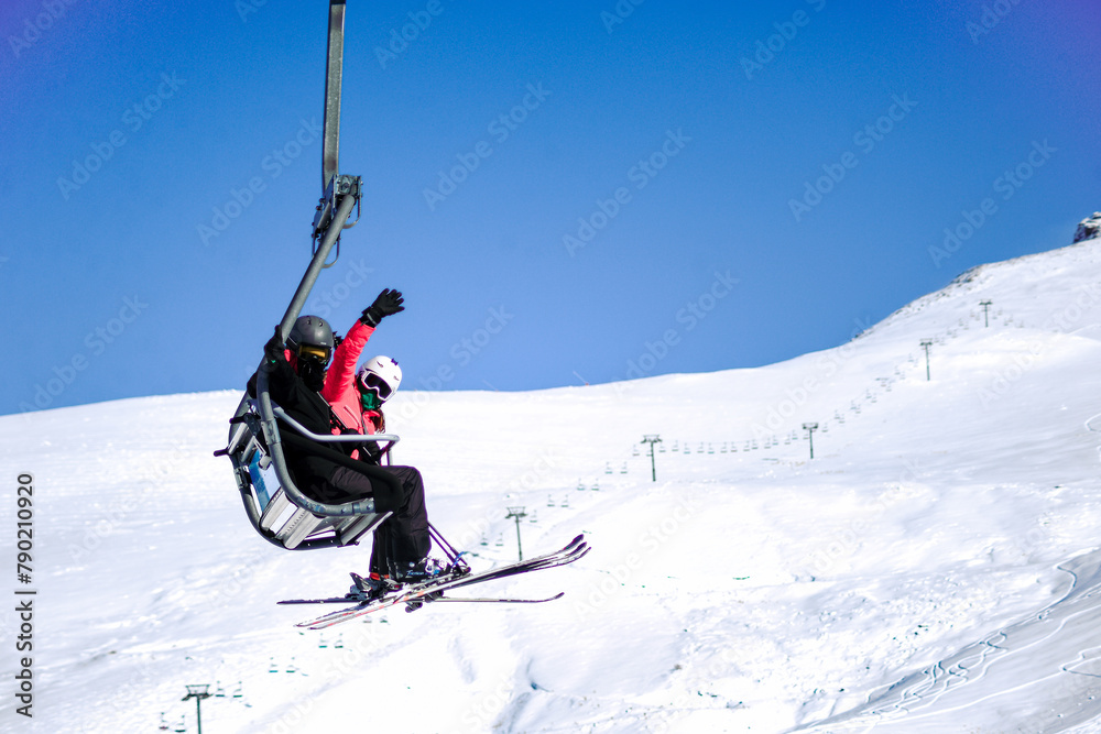 Skier on the ski resort