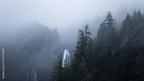 A photo of cascading waterfalls amidst the lush greenery of Olympic National Park