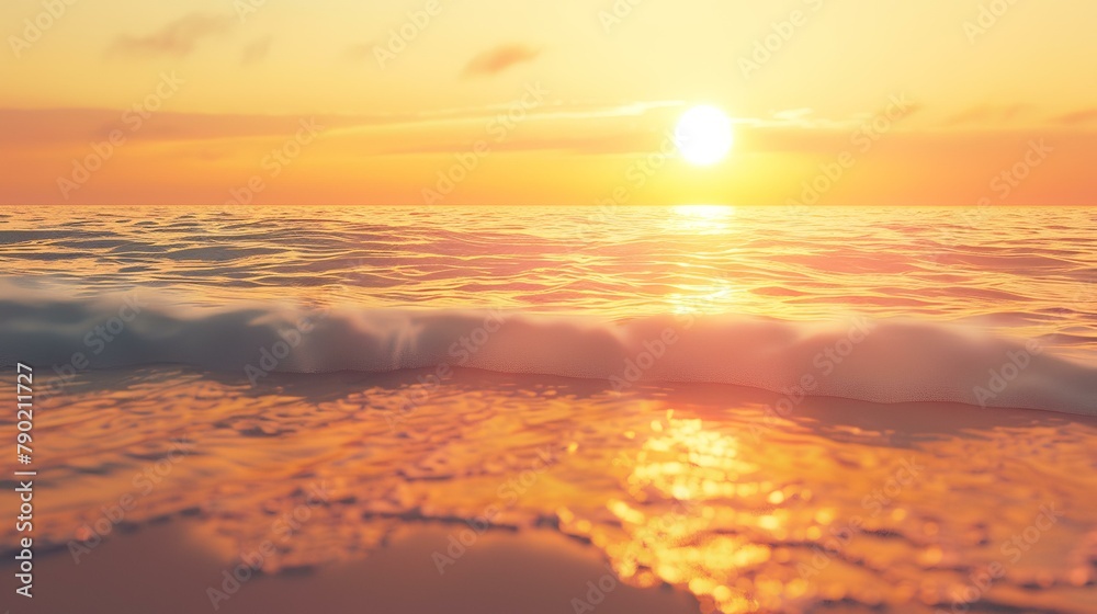 beautiful seascape with sea and sunset. 3d render beautiful seascape with sea and sunset. 3d render