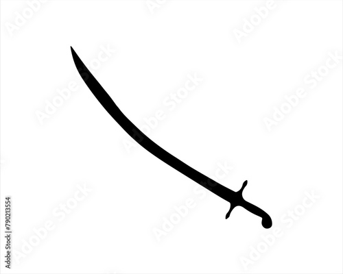 Arabic ottoman sabre kilij sword silhouette vector illustration on white background