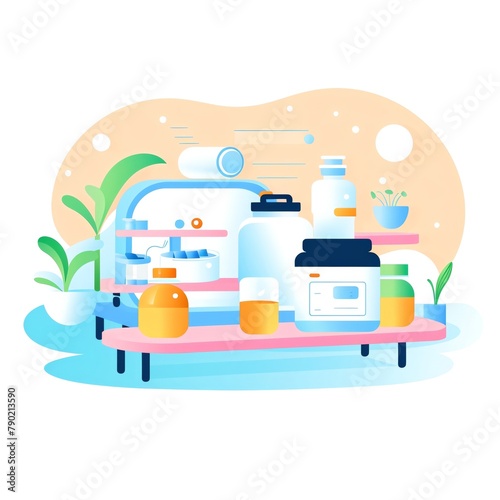 Minimalist UI illustration of Soap making in a flat illustration style on a white background with bright Color scheme, dribbble, flat vector, 8K Ultra HD