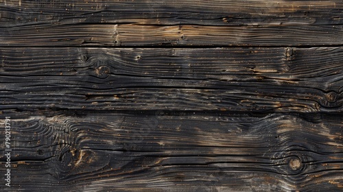 Delve into the essence of a dark wood texture, its background highlighting the old natural patterns of retro planks. This surface speaks volumes of the forest's legacy, photo