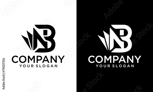 Initials letter NB book study monogram icon line art design vector illustration