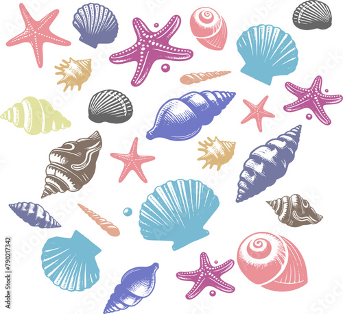 seamless pattern with seashells