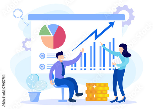 Illustration vector graphic cartoon character of business analysis
