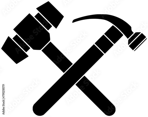 repair illustration carpenter silhouette hammer logo construction icon equipment outline sledgehammer tool work hardware instrument carpentry black metal industry shape wood handle workshop for vector