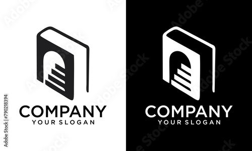 Book Stairs Logo Symbol Design Template Flat Style Vector