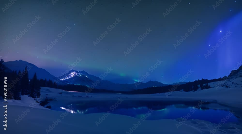 Ethereal aurora, flowing in the sky, virtual, starlight twinkling, glowing, blue and green interlaced aurora in snow, snow mountains Ethereal aurora, flowing in the sky, virtual, starlight twinkling, glowing, blue and green interlaced aurora in snow, snow mountains