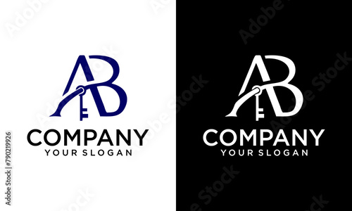 letter ab simple geometric home logo vector