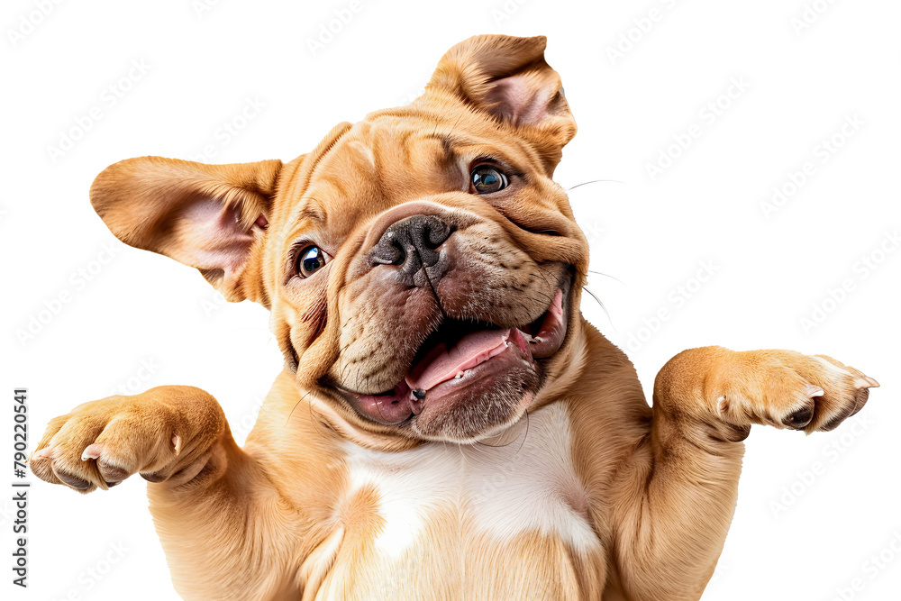 Fototapeta premium Funny english bulldog puppy cut out isolated on white