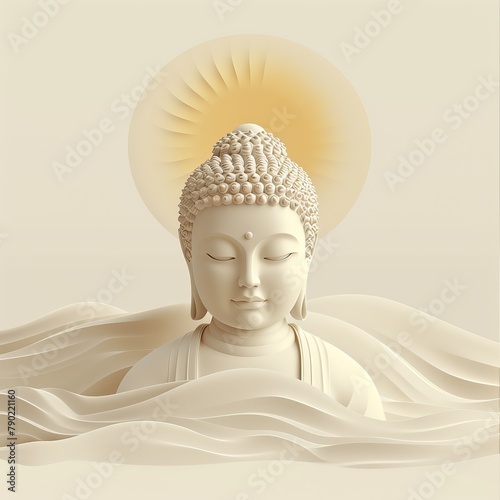 Zen Sunrise: Light Gold Buddha with Simplistic Depth for Modern Meditation Decor