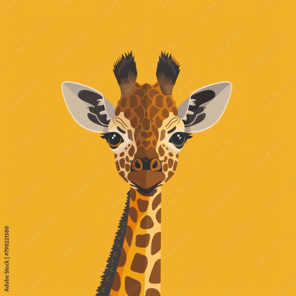 Baby Giraffe Logo on Yellow Background