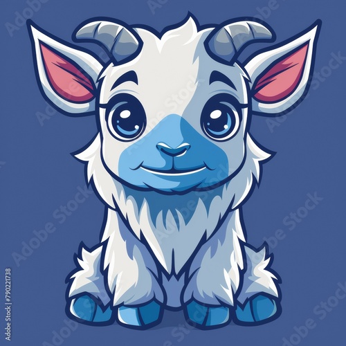 Chibi Goat Blue Background