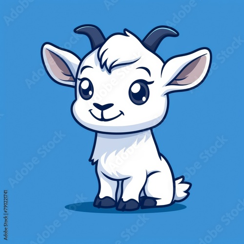 Chibi Goat Blue Background