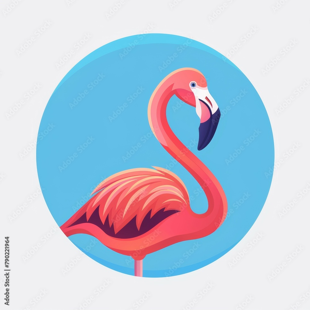 Fototapeta premium Flamingo Logo Blue Background