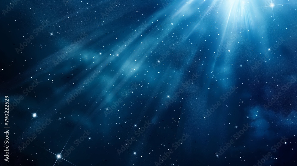 Starry skies backdrop in space with bright stars and light rays for cosmic inspiration
