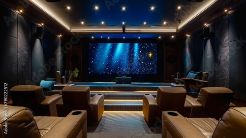  Luxury Home Theater Interior with Comfortable Seating