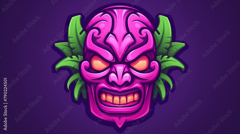 Tribal  Skull  mask  on Purple  color background