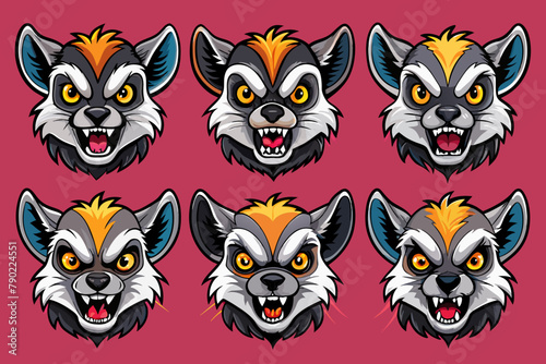 Fierce Lemur Head Icon Illustrations & Vectors