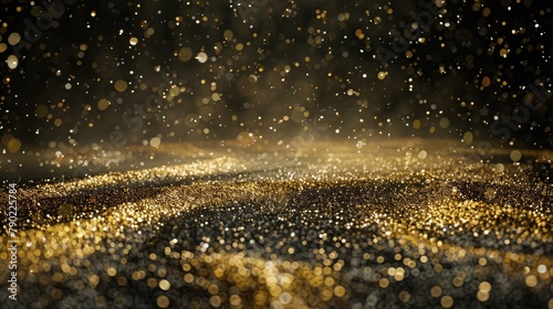 Golden Glitter Confetti Falling in Festive Celebration Close-Up © Volodymyr Skurtul