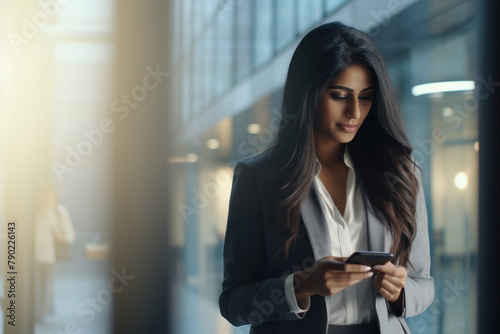 Indian businesswoman using smartphone