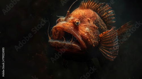 A deep sea anglerfish with a lure on its head