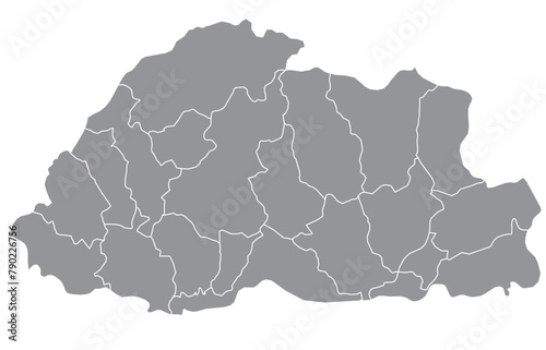 Outline of the map of Bhutan