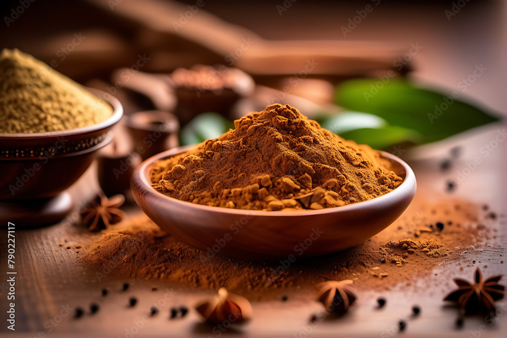 Indian Garam Masala Powder, Indian spices. Selective focus. Masala