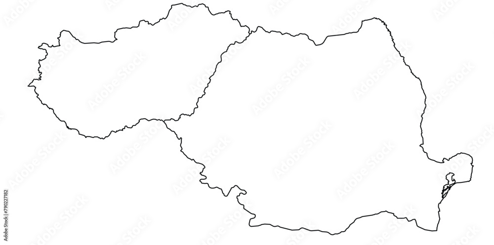 Outline of the map of Hungary, Romania