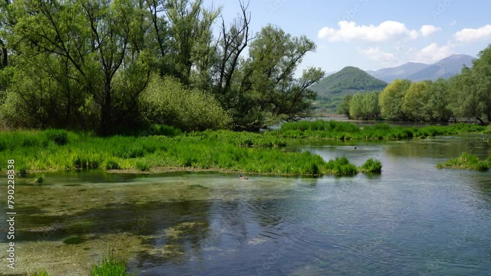 Idyllic view at Posta Fibreno Lake Natural Reserve. In the province of Frosinone, Lazio, Italy. Idyllic view at Posta Fibreno Lake Natural Reserve. In the province of Frosinone, Lazio, Italy.