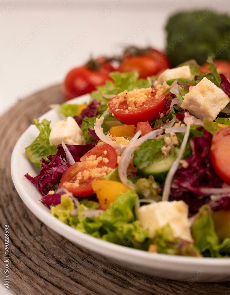 Close-up photographic detail of salad, summer atmosphere Close-up photographic detail of salad, summer atmosphere