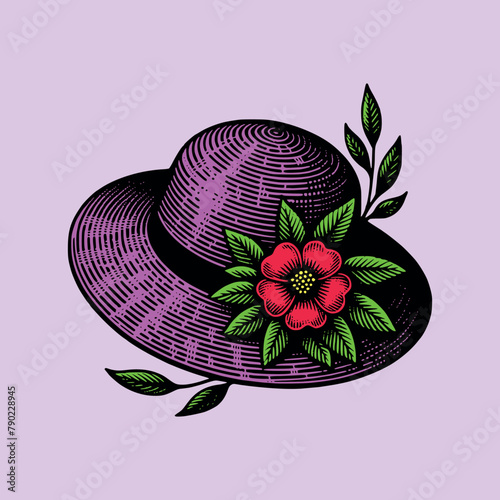hat with flower illustration