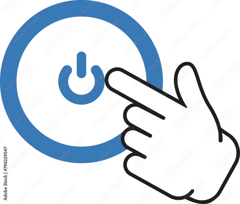 Empowered Activation: Hand-Pressing Power Button Vector Empowered Activation: Hand-Pressing Power Button Vector